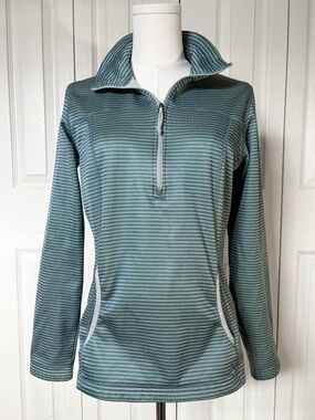 Columbia Women's Half-Zip Pullover Jacket Teal Blue Striped Size Medium